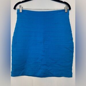 Express Blue Ribbed Mini Pencil Skirt